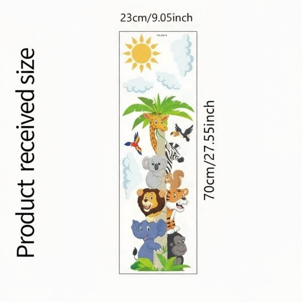Jungle Animal Height Chart Wall Stickers – Kids Room Safari Wall Décor