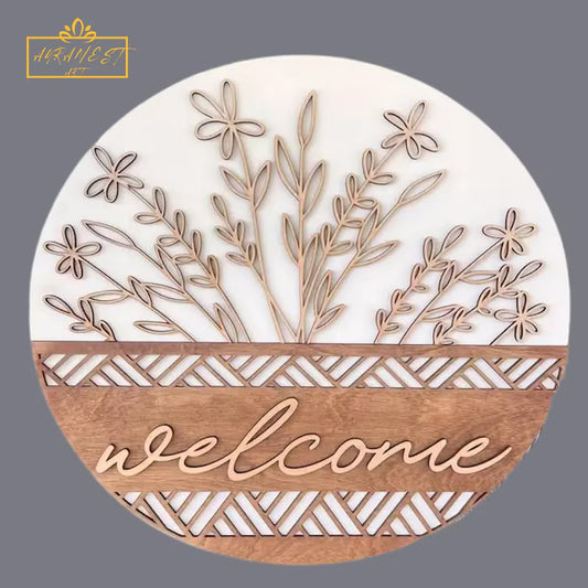 3D Wooden Welcome Door Hanger: Floral Entryway Decor