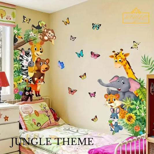 Cartoon Animal Wall Decals: Waterproof PVC Nursery Decor