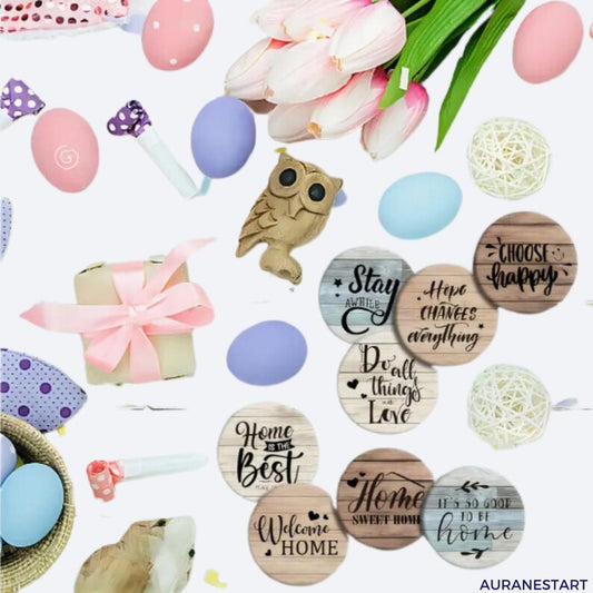 Inspirational Quotes Wooden Coasters: Home Decor, Set of 8