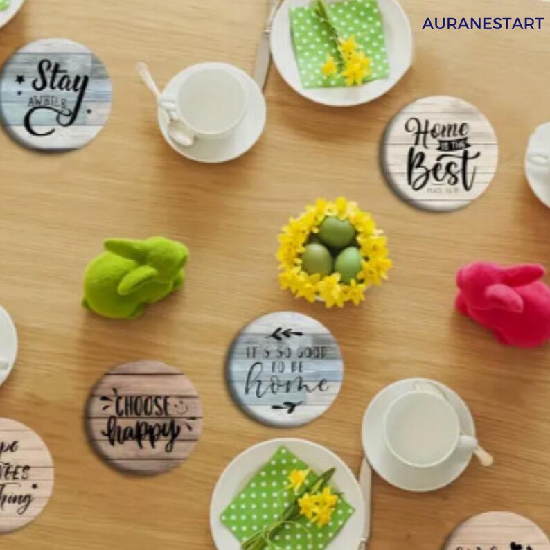 Inspirational Quotes Wooden Coasters: Home Decor, Set of 8