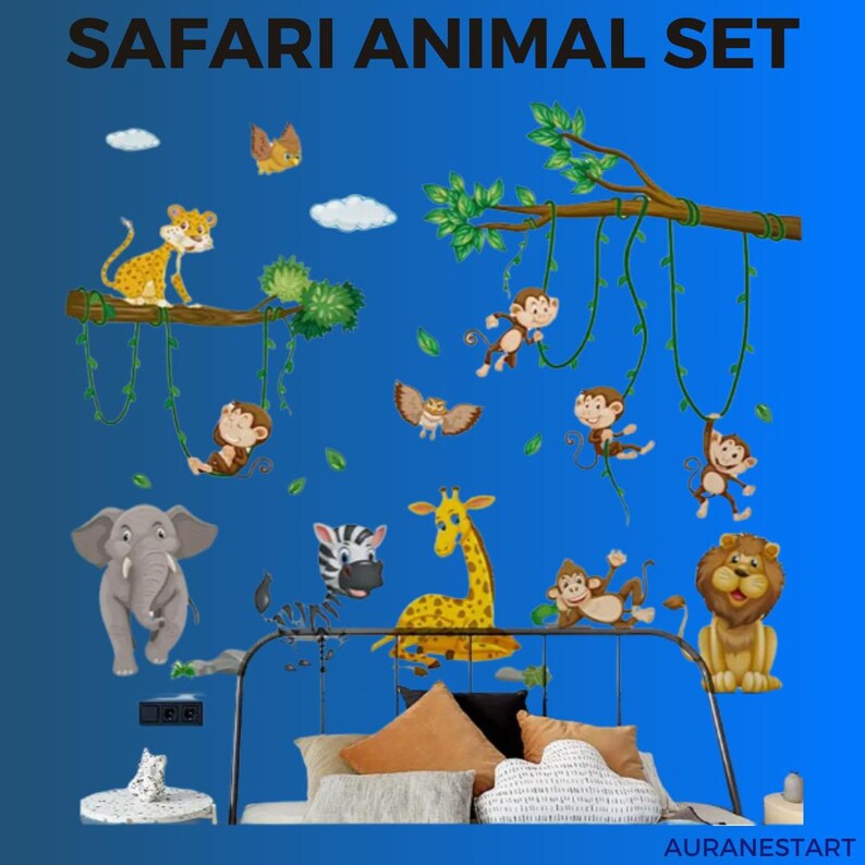 Safari Animal Wall Decals: Reusable Nursery & Kids Room Decor