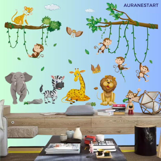 Safari Animal Wall Decals: Reusable Nursery & Kids Room Decor