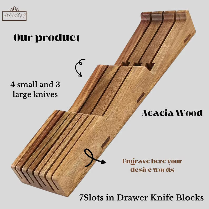 Walnut Magnetic Knife Holder: Kitchen Countertop Organizer