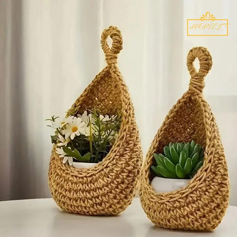 Handcrafted Woven Rope Basket: Rustic Home Storage & Wall Decor