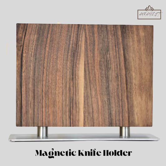 Walnut Magnetic Knife Holder: Kitchen Countertop Organizer