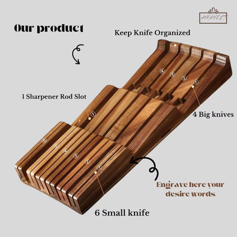 Walnut Magnetic Knife Holder: Kitchen Countertop Organizer