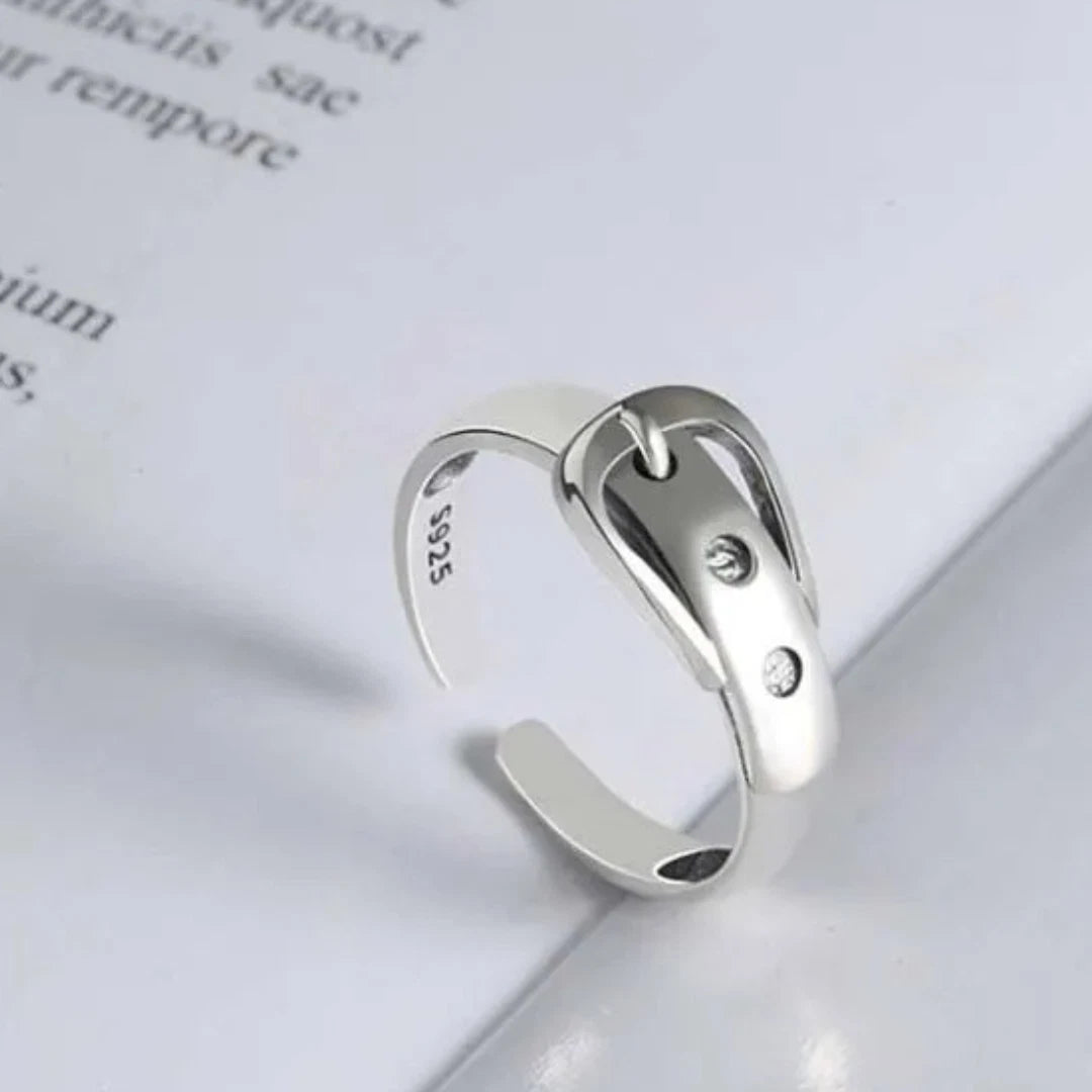 Silver Belt Ring Adjustable Ring for Girls Women Vintage Jewellery