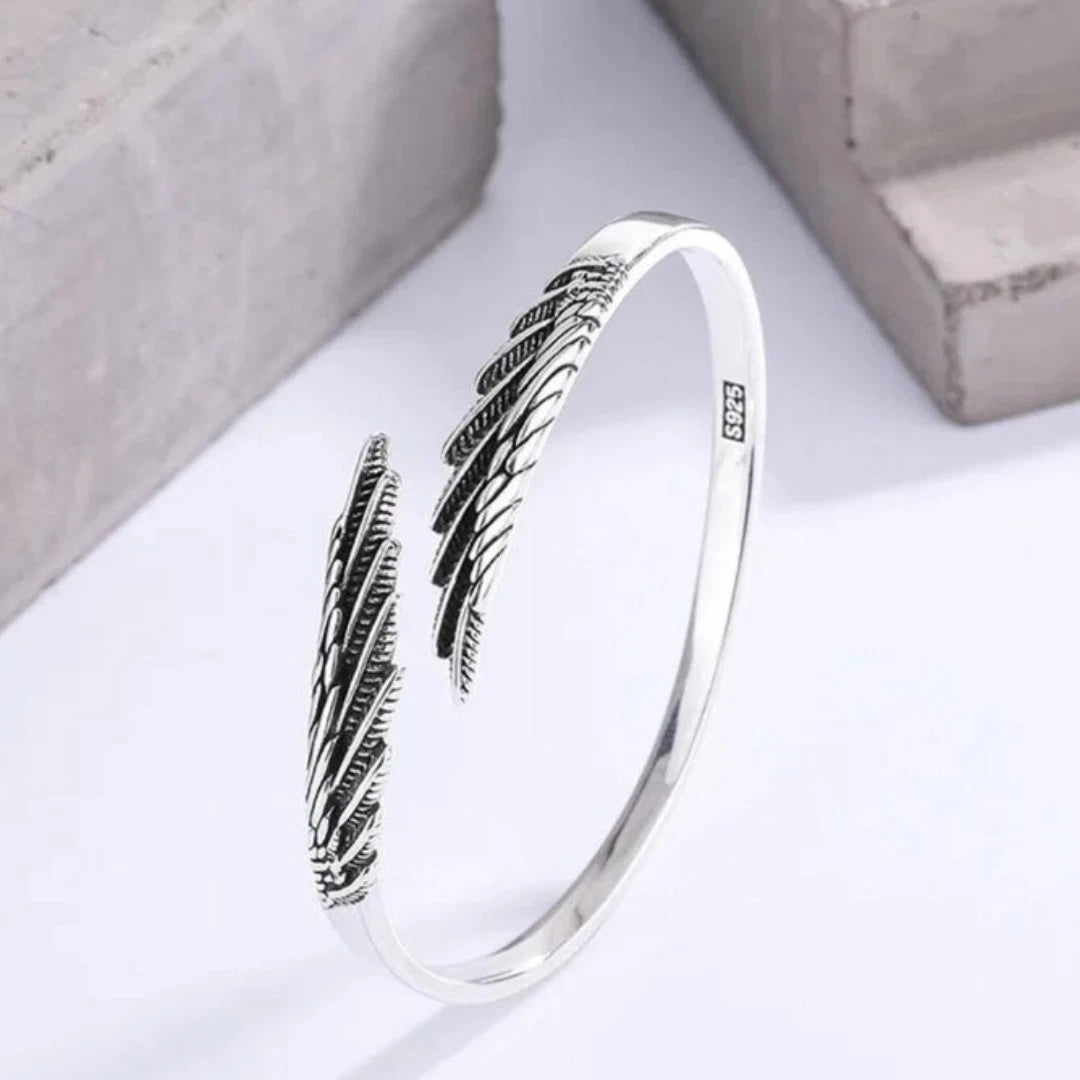 Sterling silver Adjustable Angel Wing bracelet for women, angel wings Bangle