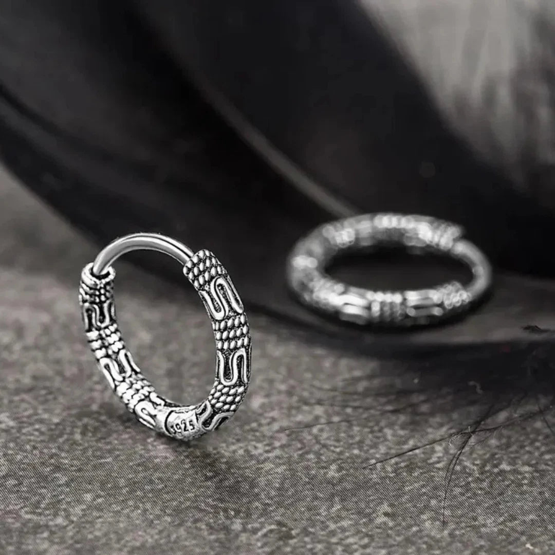 Women Men Silver Celtic Creoles Gothic Celtic Huggie Hoop Earrings