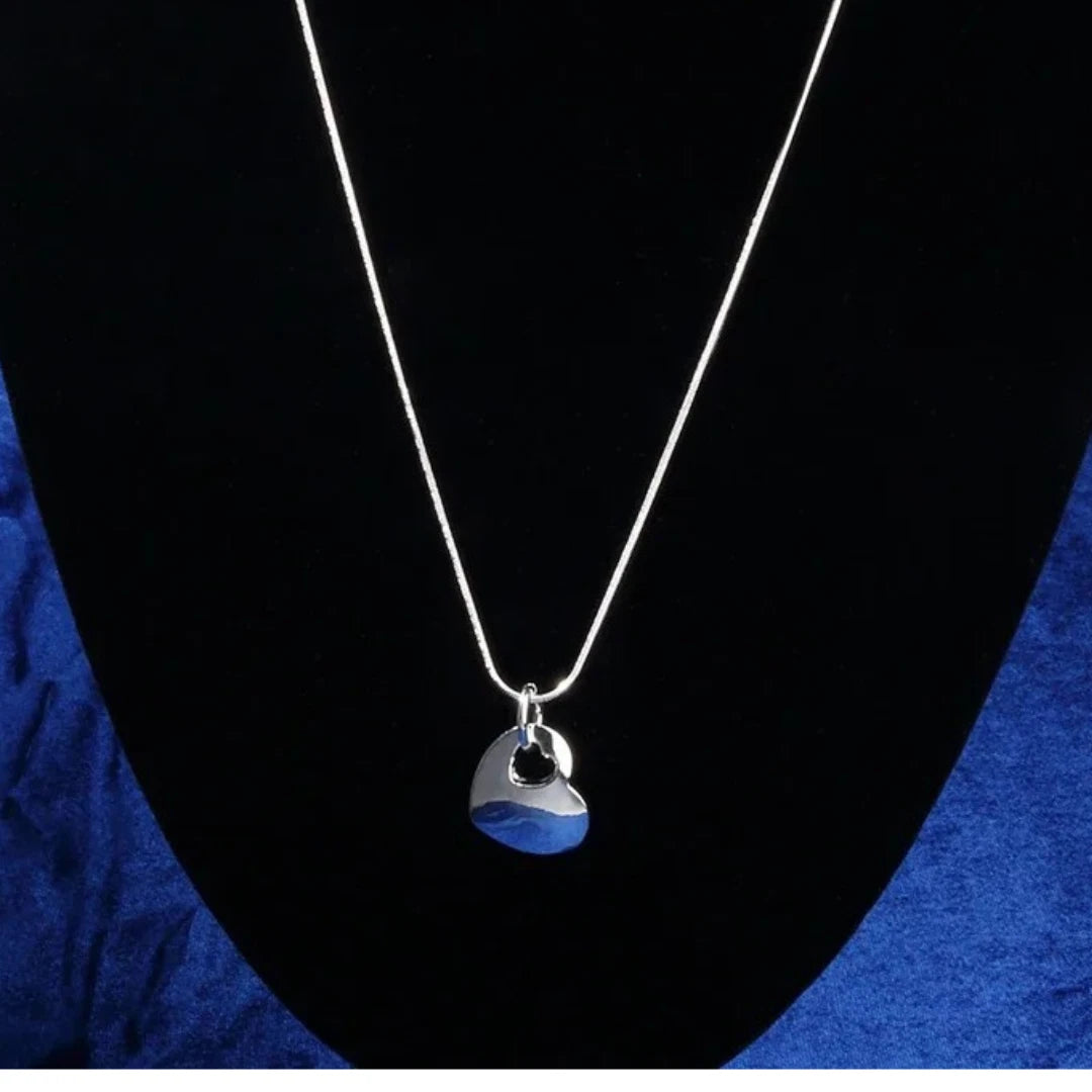 Romantic Heart Pendant Sterling Silver Necklace for Women girls Gift Jewelry