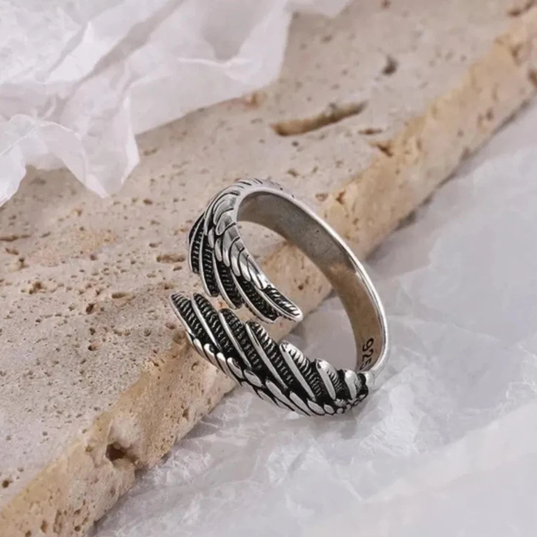 Angel Wing Ring, Guardian Boho Angel wing ring, Silver Adjustable Thumb
