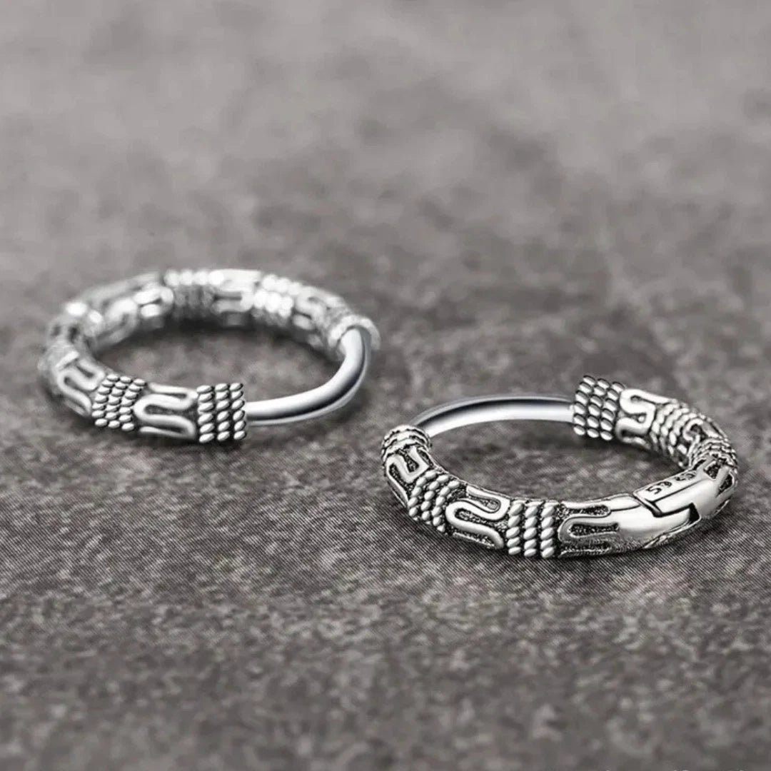 Women Men Silver Celtic Creoles Gothic Celtic Huggie Hoop Earrings
