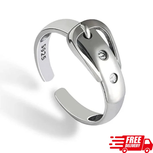 Silver Belt Ring Adjustable Ring for Girls Women Vintage Jewellery