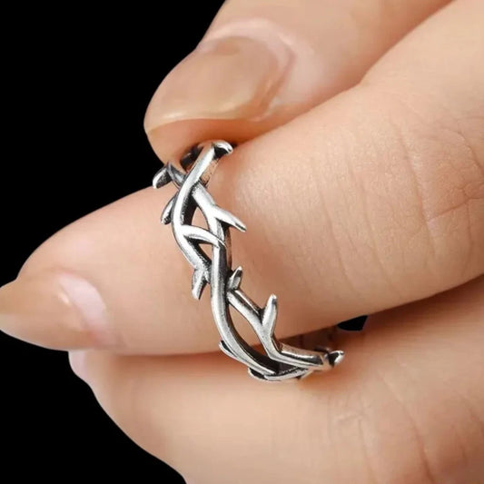 Adjustable Stainless Steel Branch Thorn Ring,Gothic Ring,Goth Punk Vintage Style