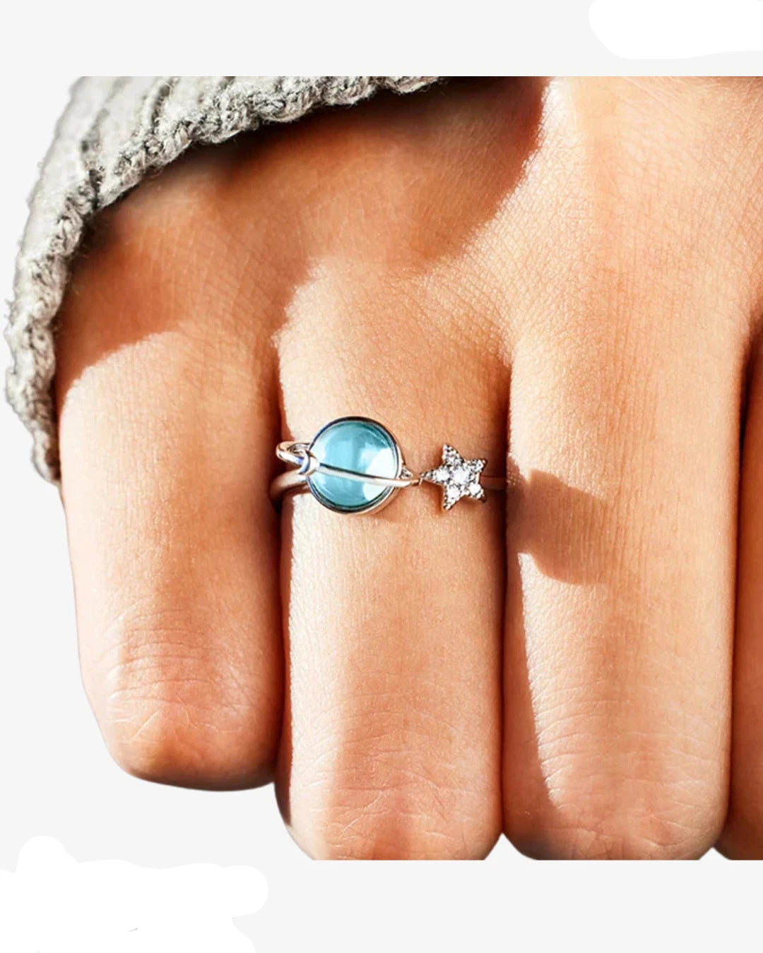 To My Daughter Fidget Ring Anxiety Ring for Girls Blue Star Moon Moonstone Ring