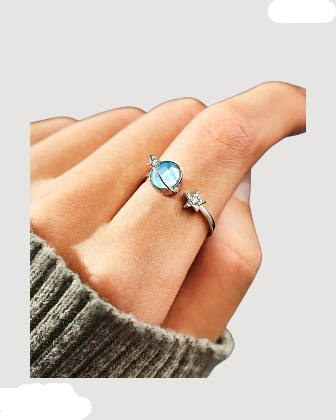 To My Daughter Fidget Ring Anxiety Ring for Girls Blue Star Moon Moonstone Ring