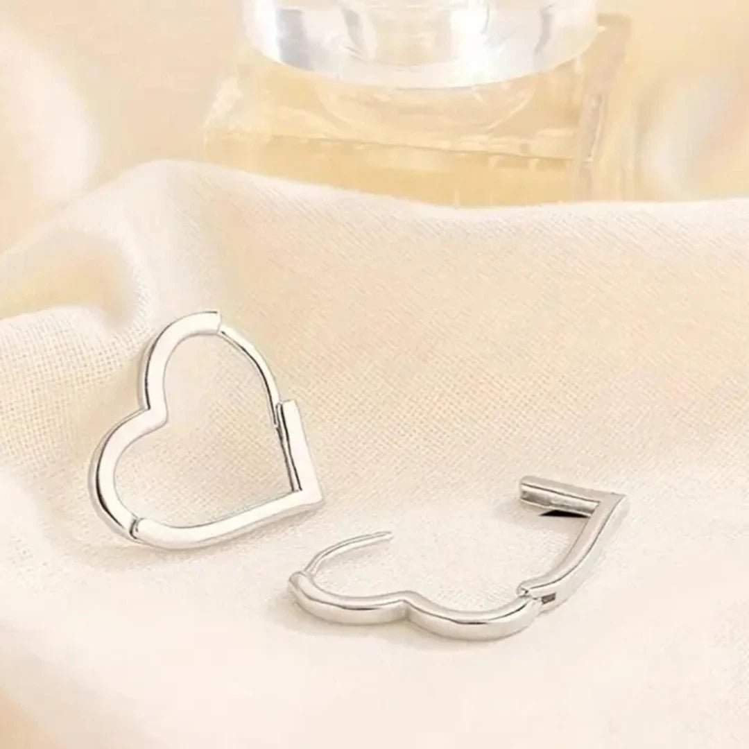 Heart Hoop Earrings Big Silver Gold Sterling Silver Women Jewellery UK