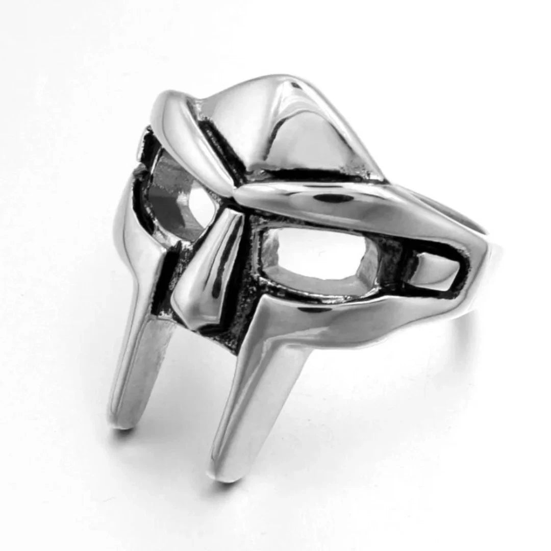 Vintage Goth MF Doom Mask Adjustable Ring for Men, Gladiator Style Punk Ring