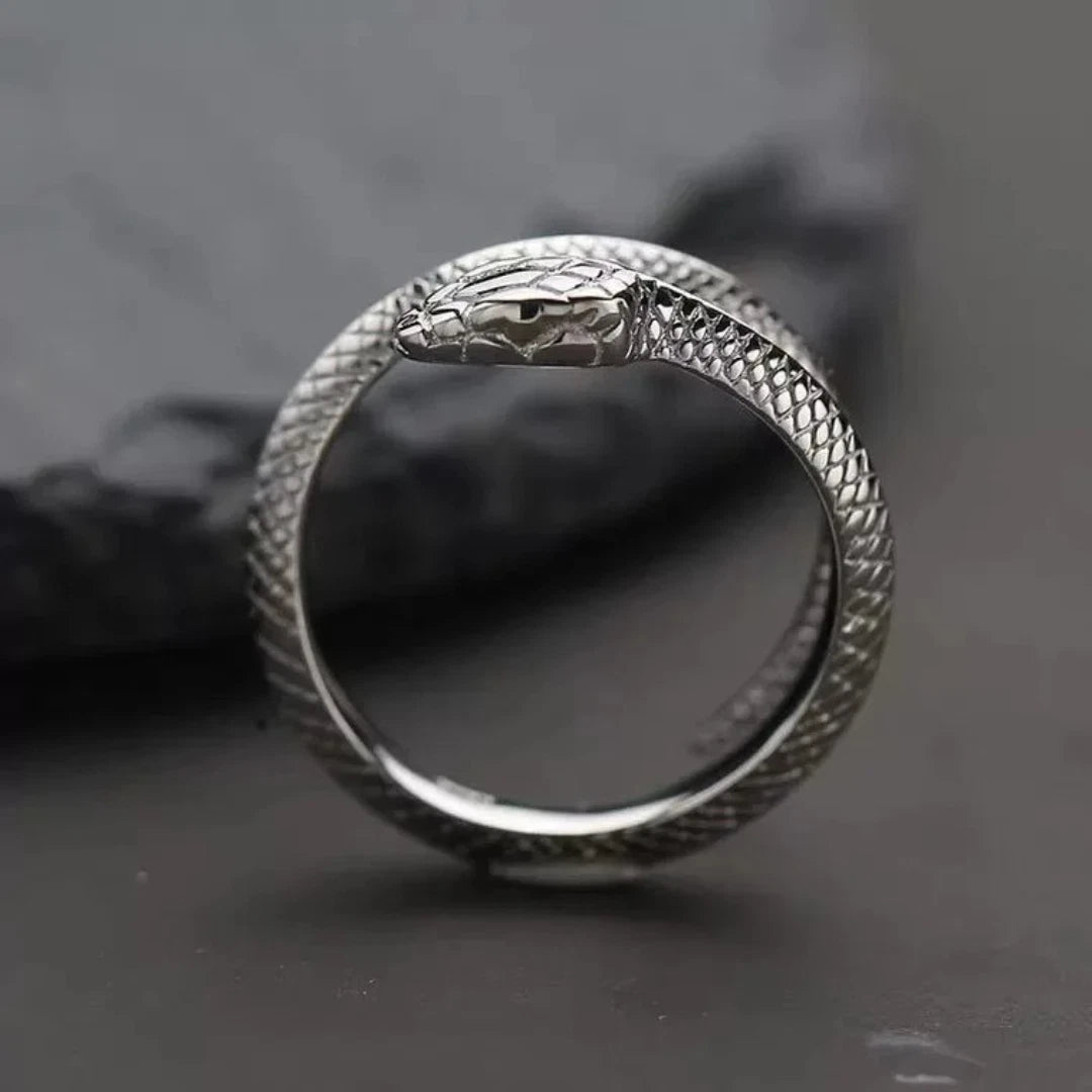 Gothic Snake Ring Adjustable. Punk Silver Serpent Wrap Snake Ring, Unisex Ring