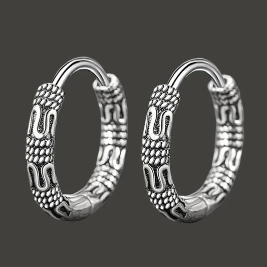 Women Men Silver Celtic Creoles Gothic Celtic Huggie Hoop Earrings