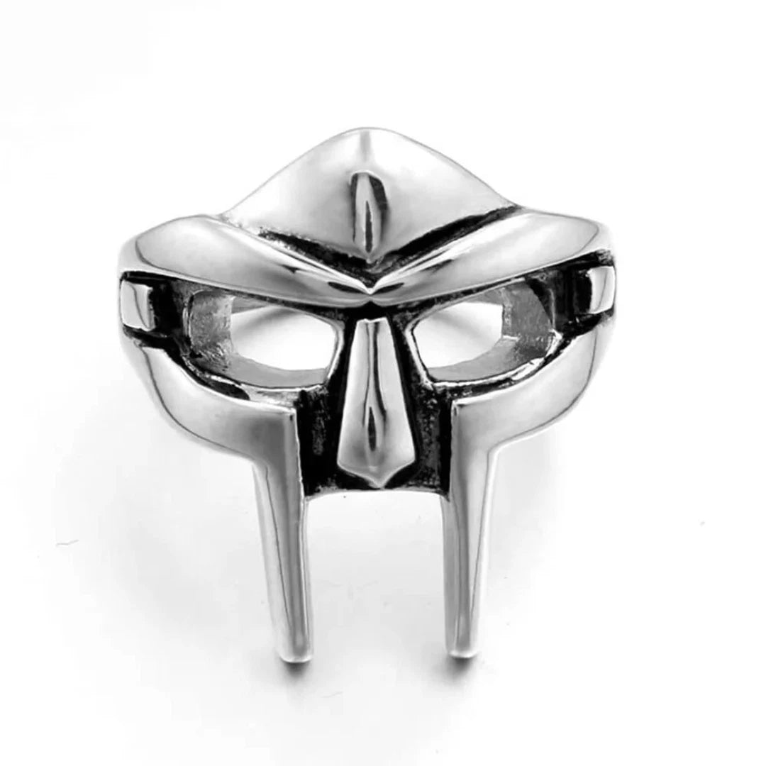 Vintage Goth MF Doom Mask Adjustable Ring for Men, Gladiator Style Punk Ring