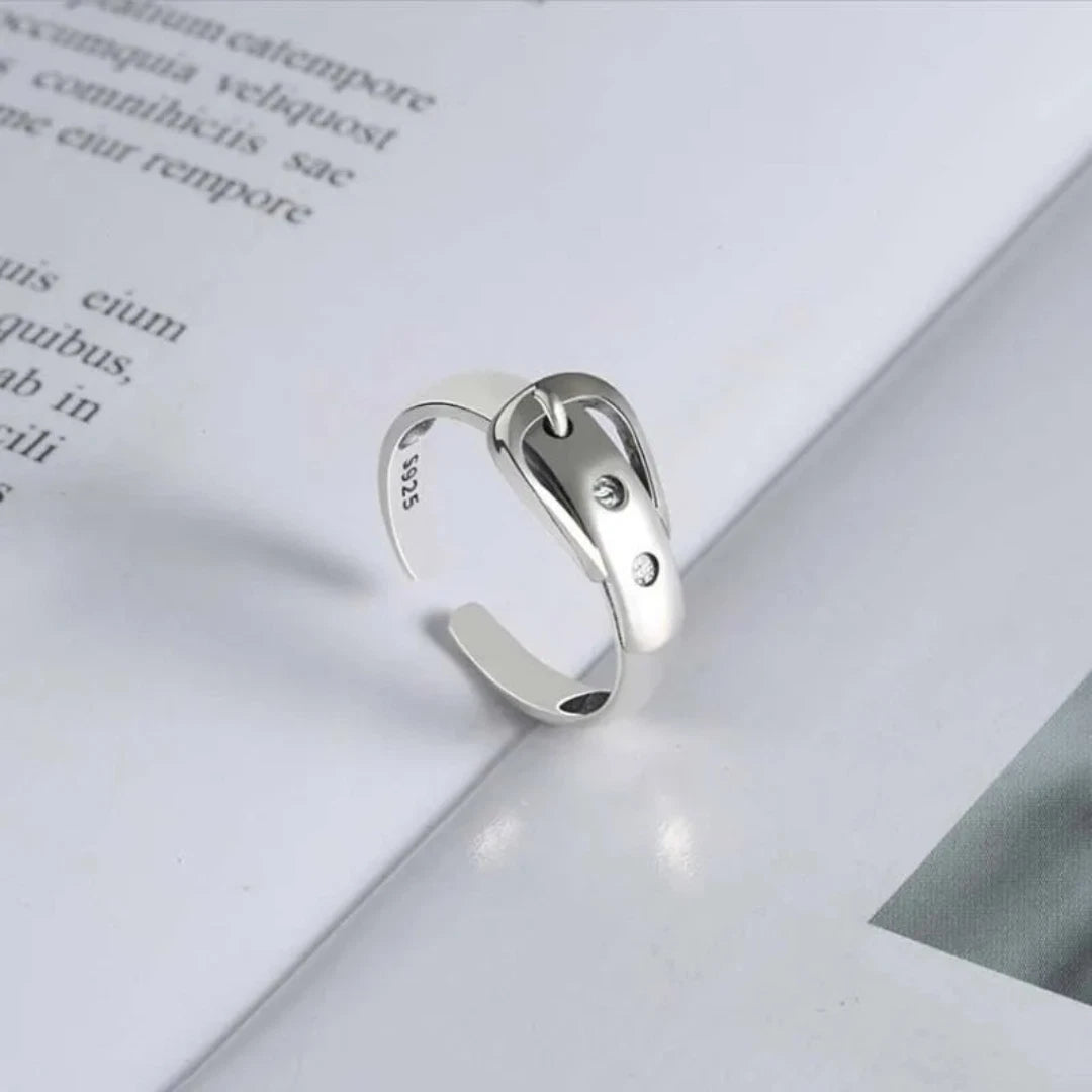 Silver Belt Ring Adjustable Ring for Girls Women Vintage Jewellery