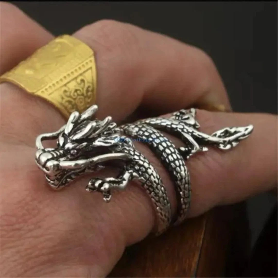 Vintage Dragon Adjustable Ring For Women/Men,Chunky Dragon, Boho,Gothic Men Ring