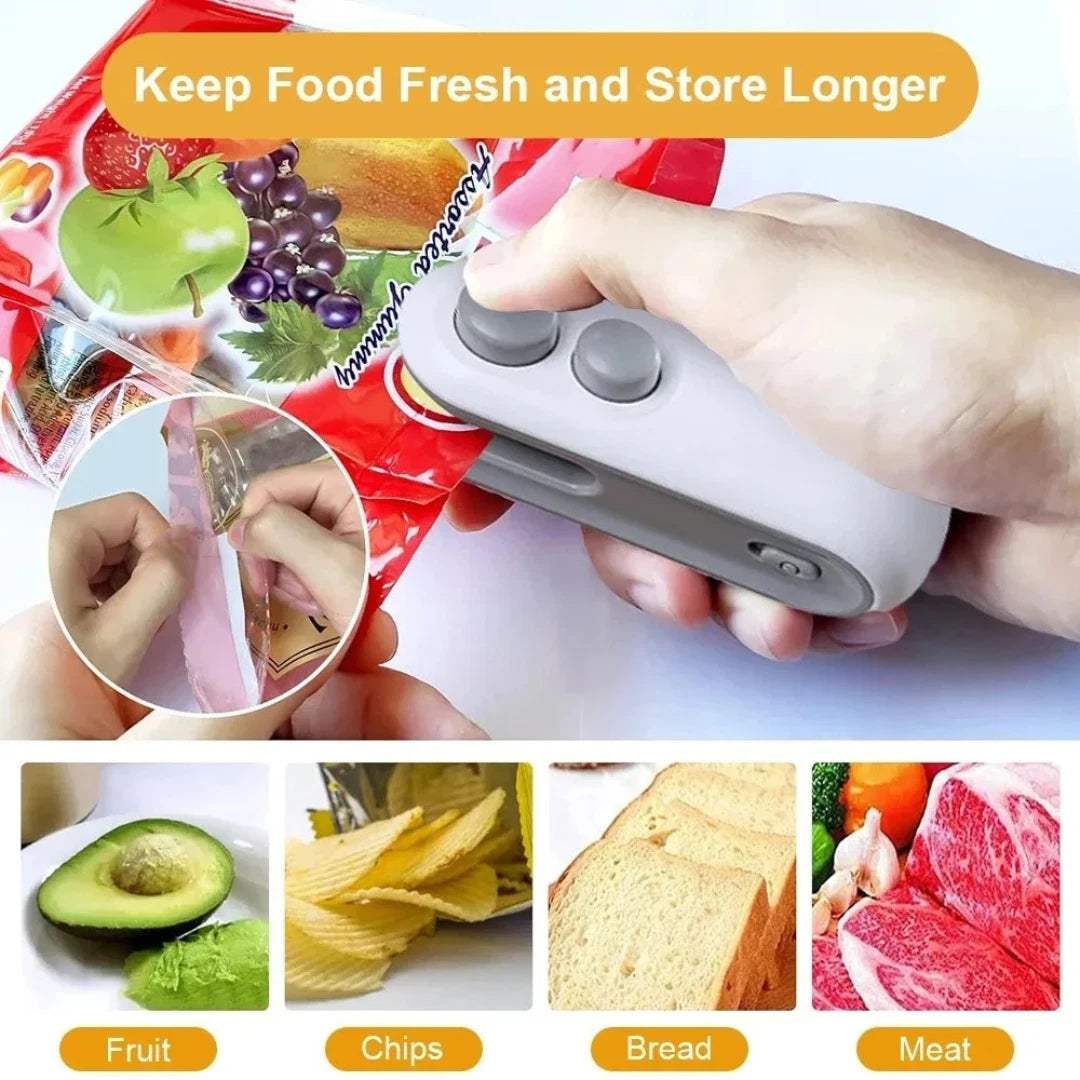 2 In 1 Mini Bag Sealer USB Charging Clip Sealing Machine for Food Preservation