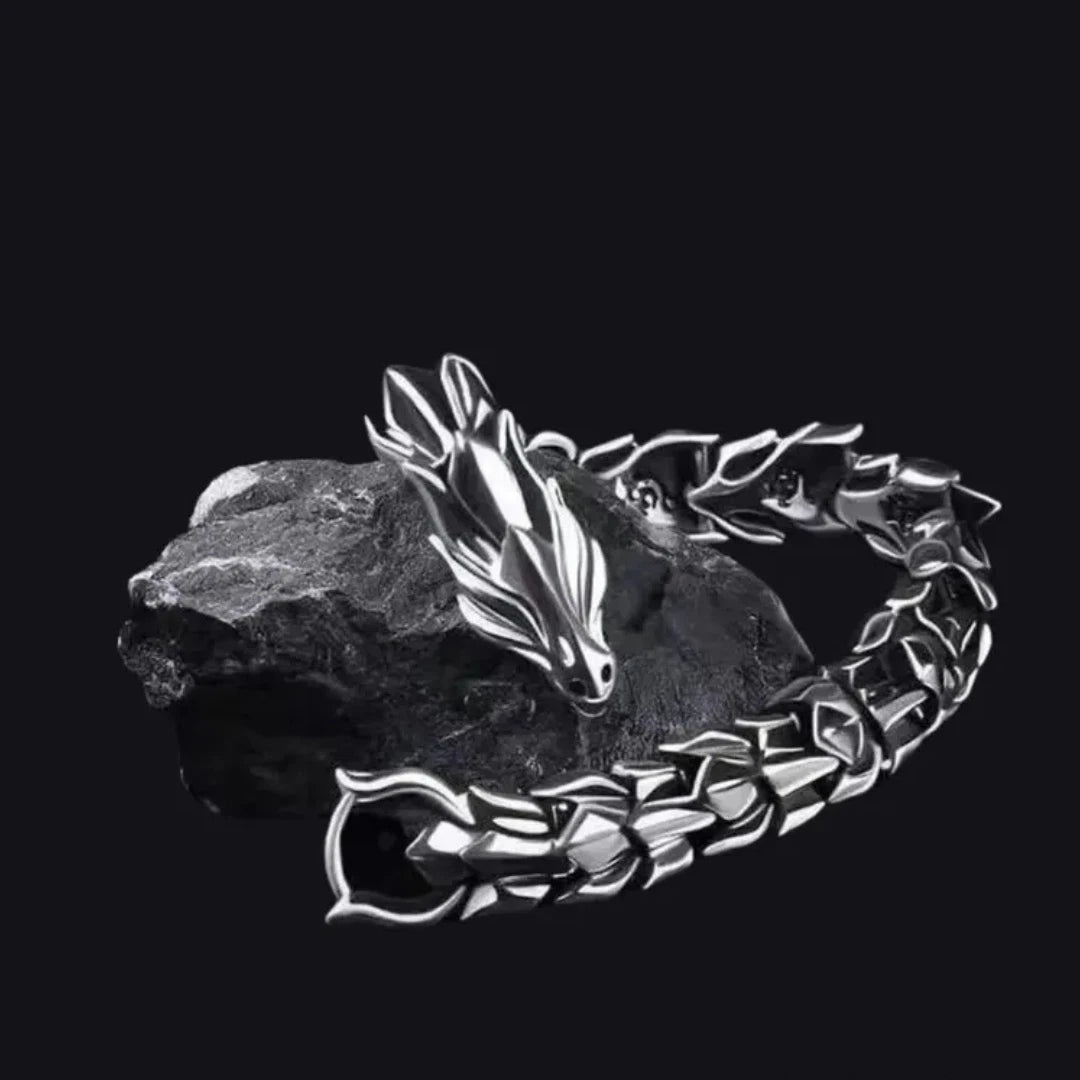 Men's Stainless Steel Dragon Head Viking Biker Heavy Clasp Cuff Bangle Bracelet