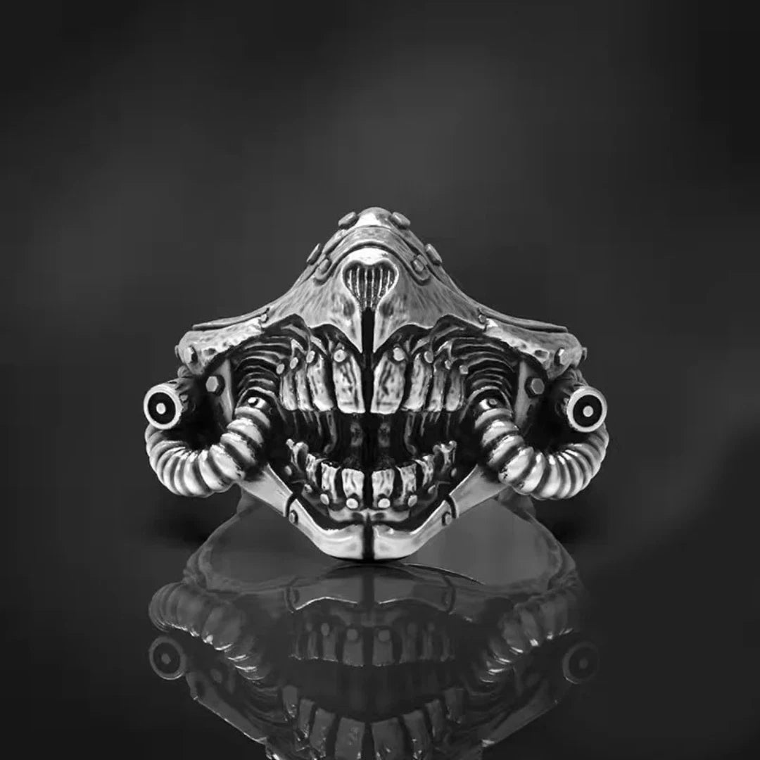 Adjustable Retro Punk Rock Mad Max Mask Rings for Men Women, Biker Skeleton Ring