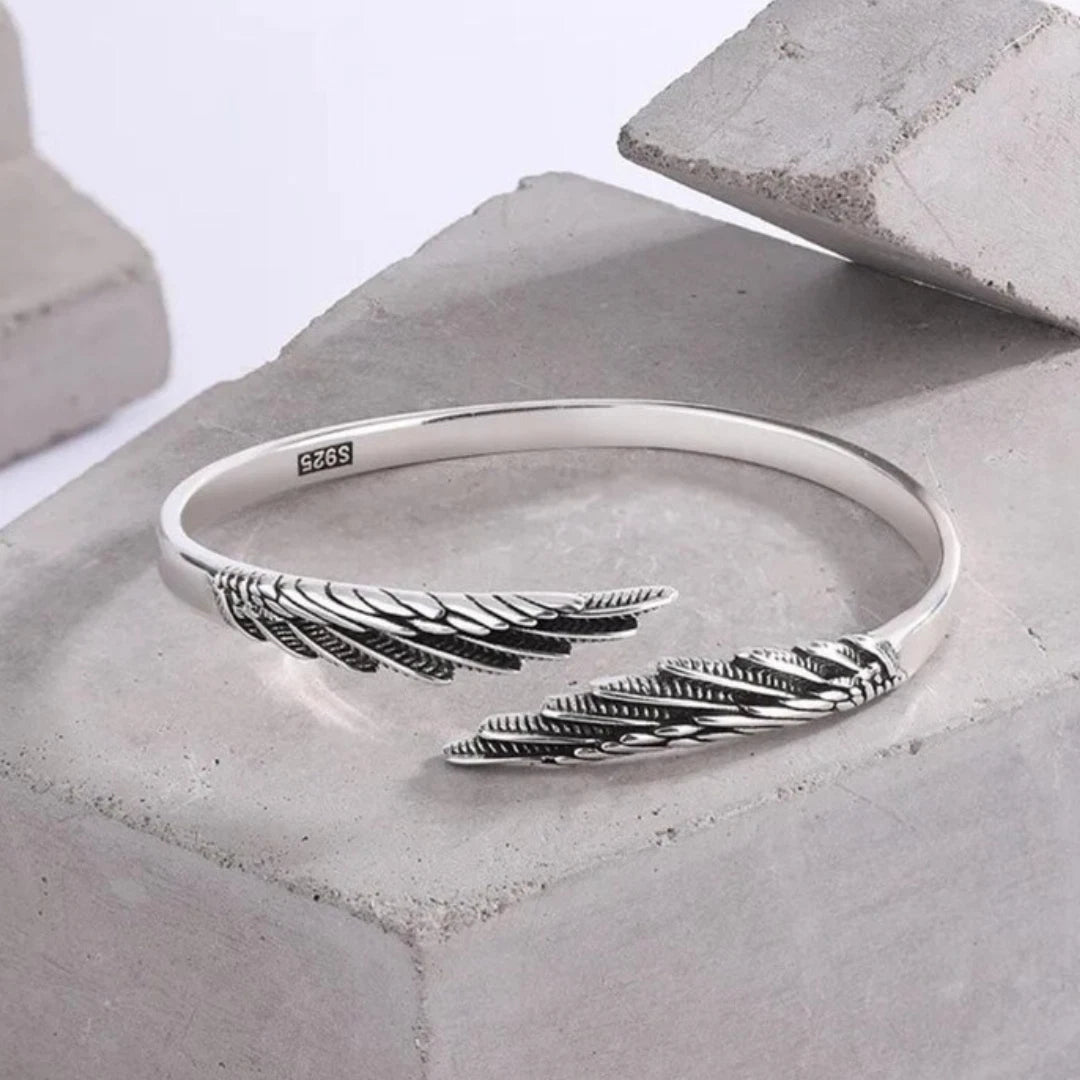 Sterling silver Adjustable Angel Wing bracelet for women, angel wings Bangle