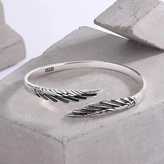 Sterling silver Adjustable Angel Wing bracelet for women, angel wings Bangle