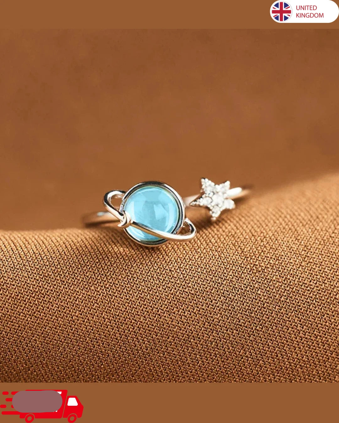 To My Daughter Fidget Ring Anxiety Ring for Girls Blue Star Moon Moonstone Ring