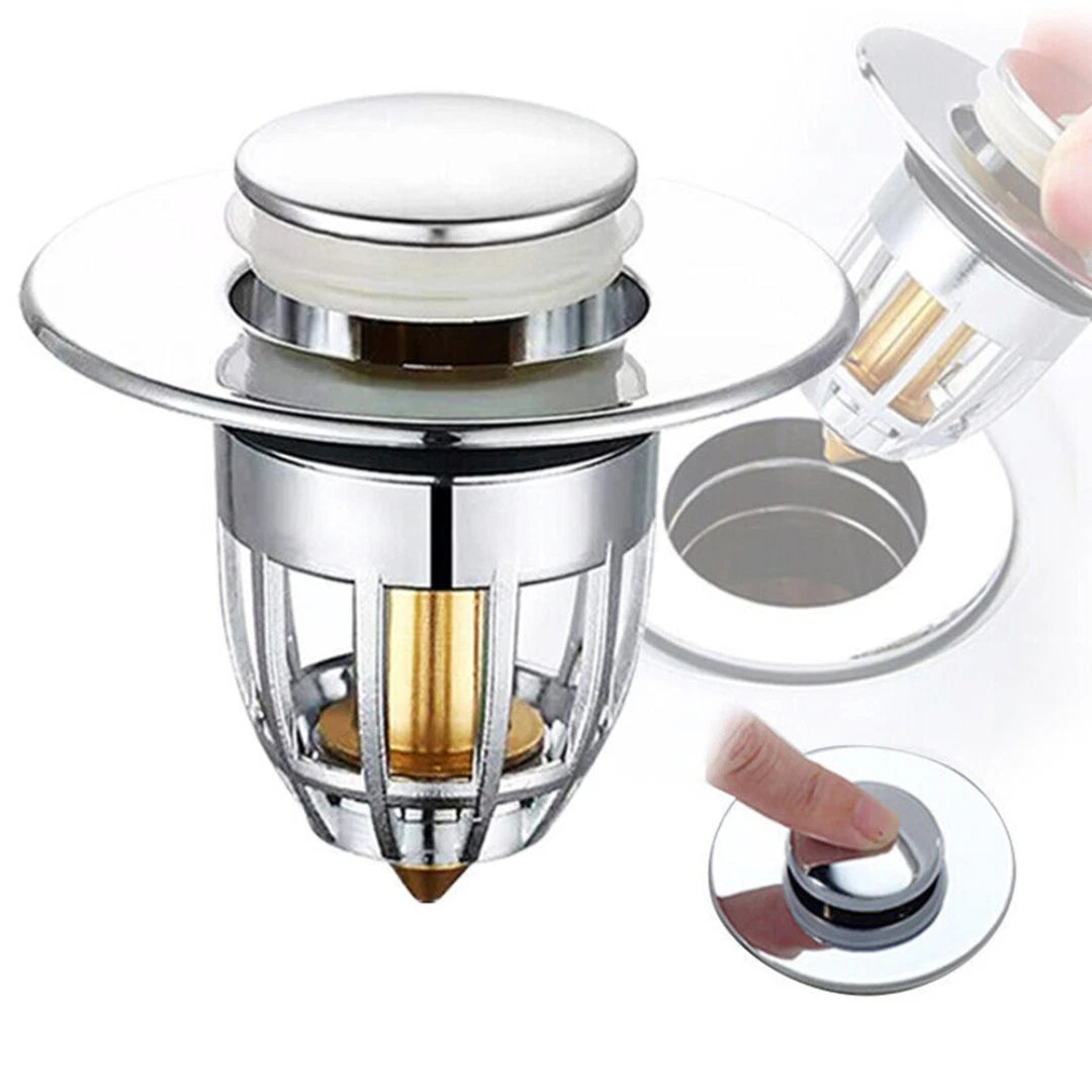 Universal Bathroom Sink Stopper Drain Filter Wash Basin Core Bounce Pop Up Plug