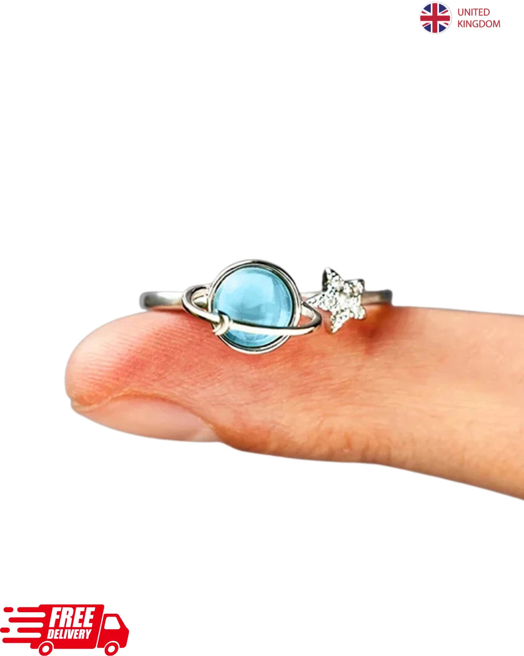 To My Daughter Fidget Ring Anxiety Ring for Girls Blue Star Moon Moonstone Ring