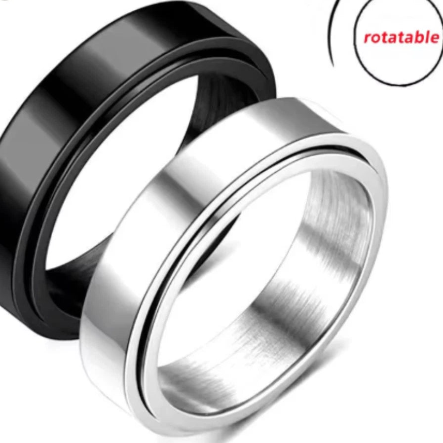 Anti-anxiety Spinner Fidget Rotating Rings Men Women Band Stainless Steel Rings