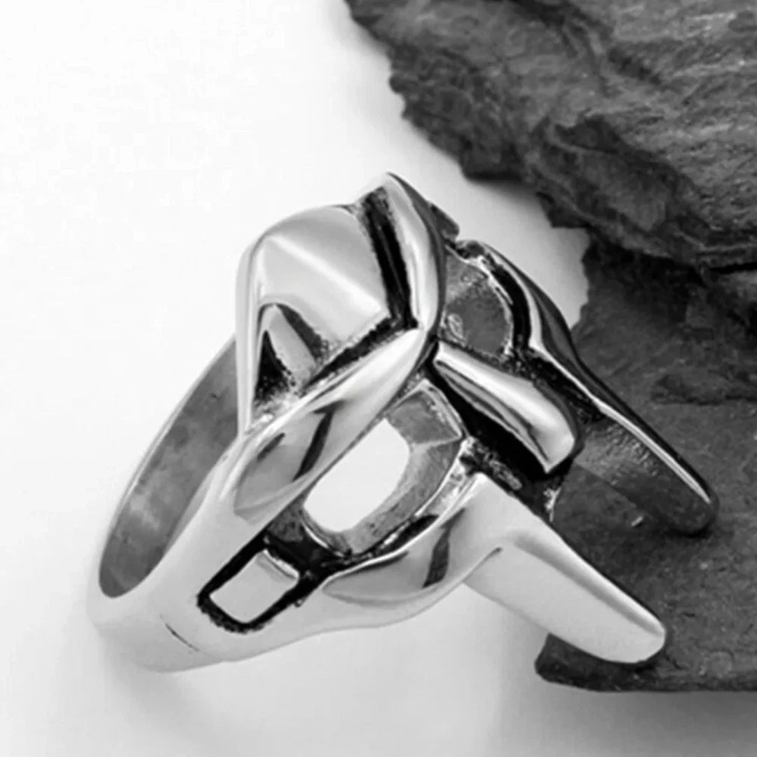 Vintage Goth MF Doom Mask Adjustable Ring for Men, Gladiator Style Punk Ring