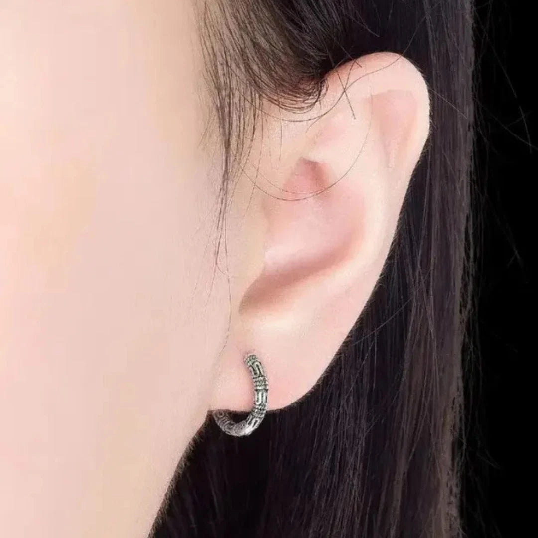 Women Men Silver Celtic Creoles Gothic Celtic Huggie Hoop Earrings
