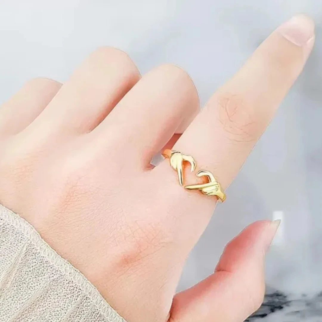 I Love You Forever Hugging Hands Open Ring Gift for Her or Him, Jewelry Gifts