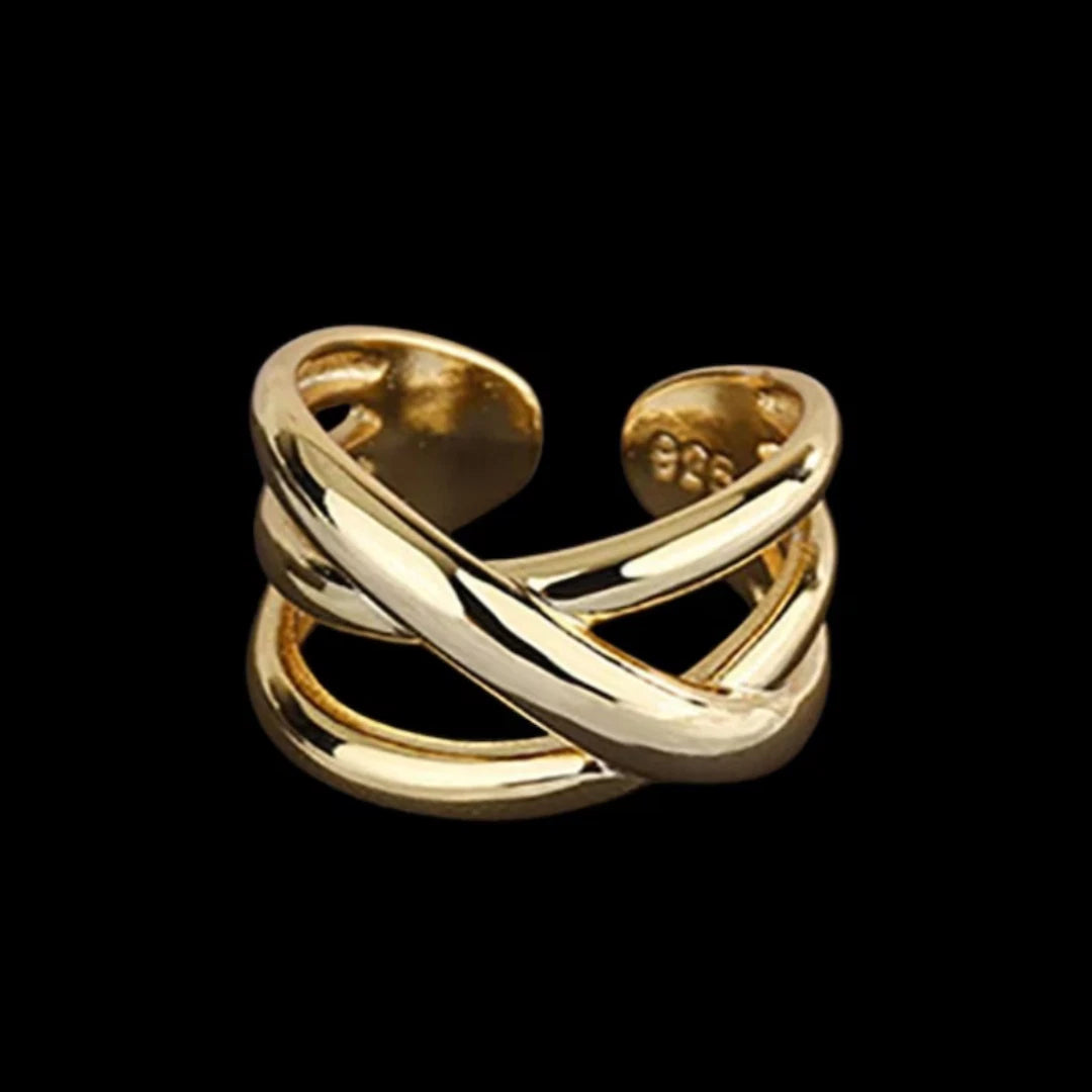 Silver Thick Abstract Matching Ring, Boho Chic Wrap Thumb Ring For Women