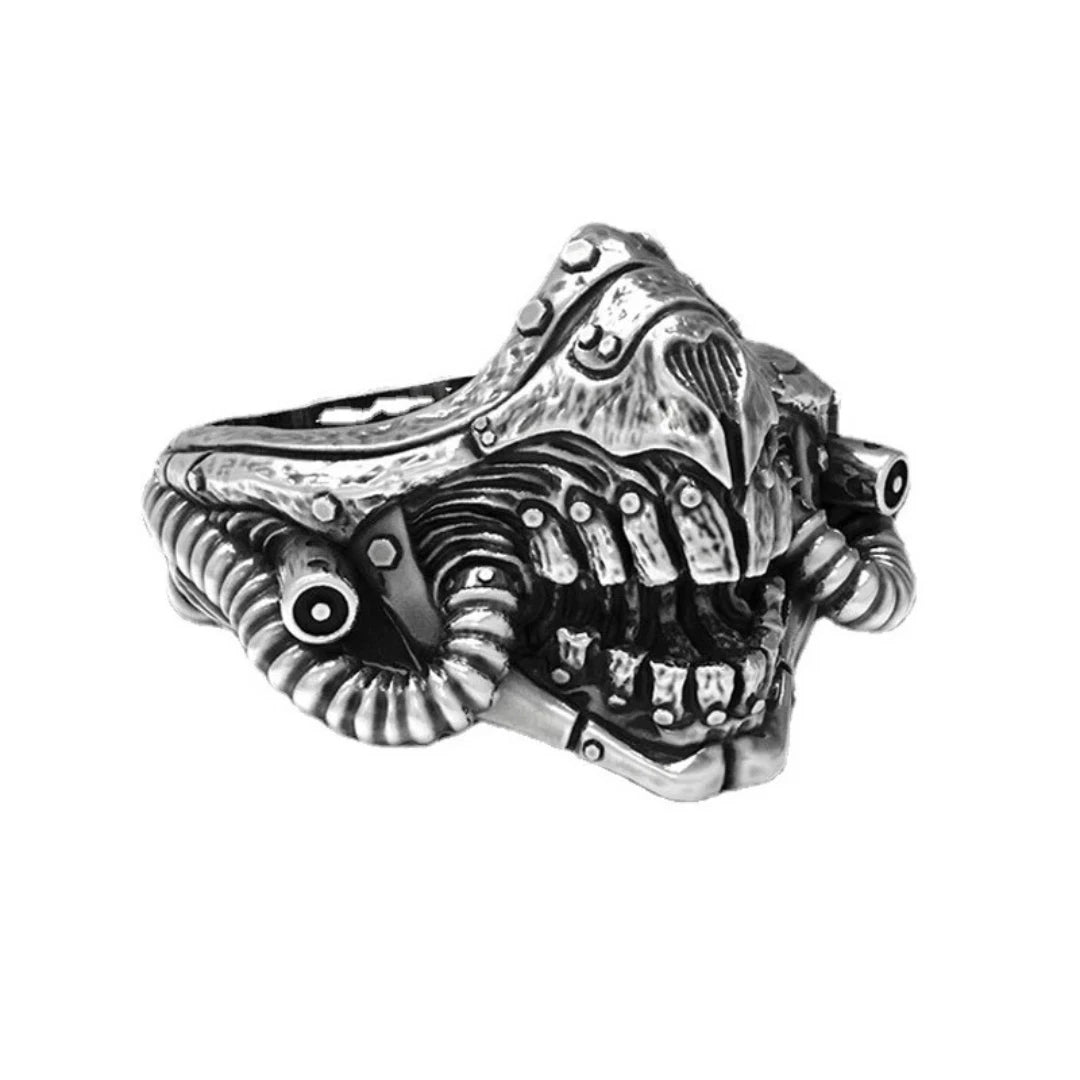 Adjustable Retro Punk Rock Mad Max Mask Rings for Men Women, Biker Skeleton Ring