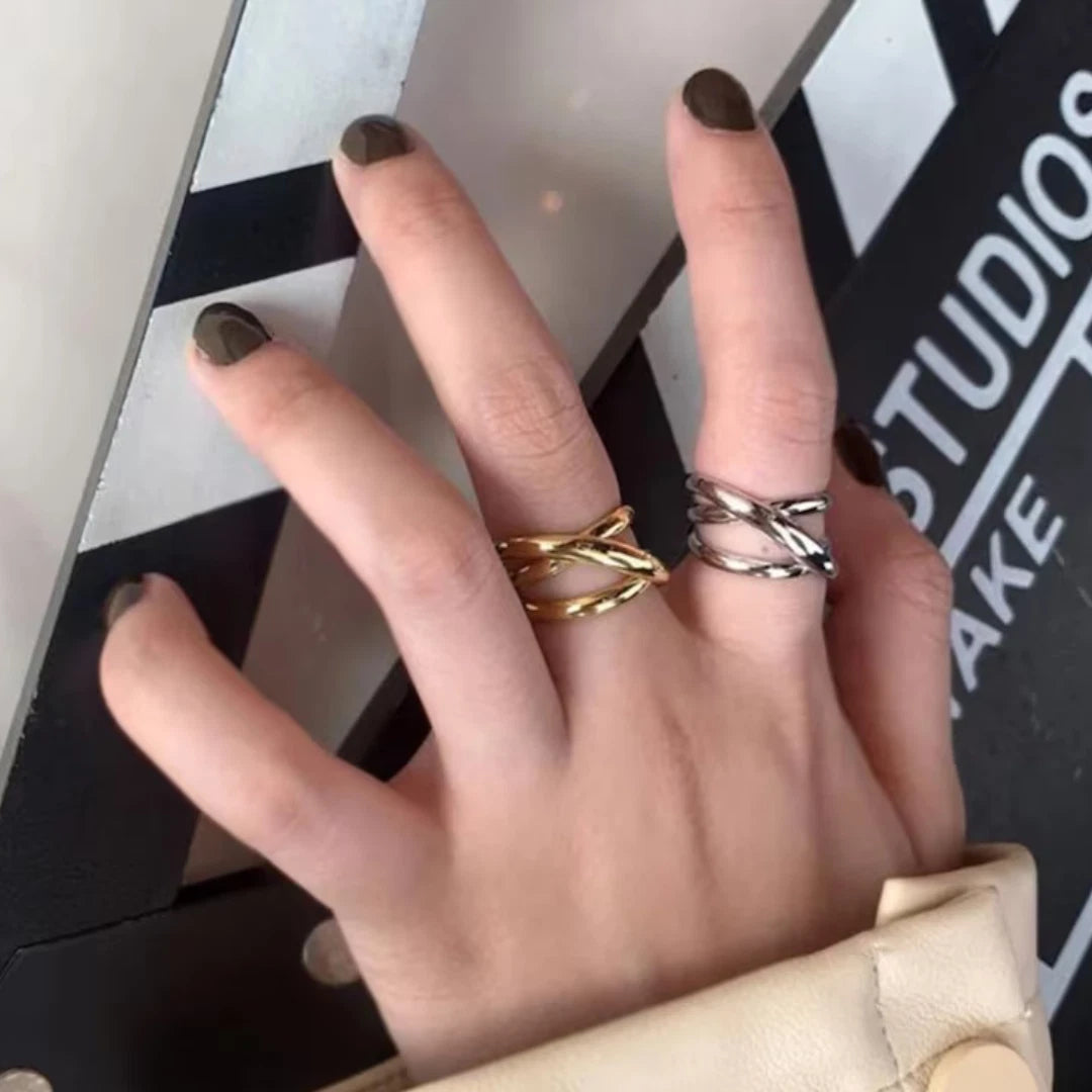 Silver Thick Abstract Matching Ring, Boho Chic Wrap Thumb Ring For Women