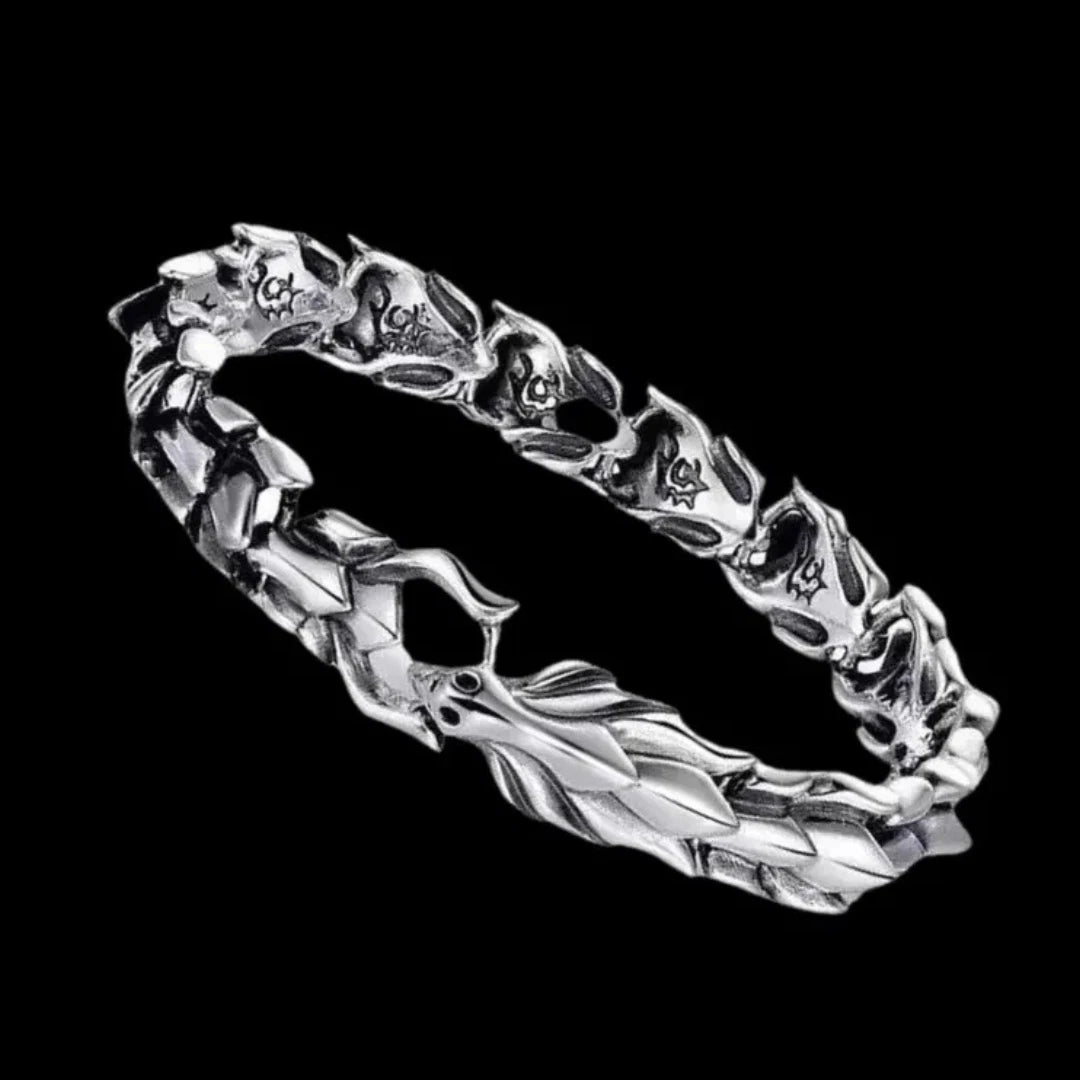 Men's Stainless Steel Dragon Head Viking Biker Heavy Clasp Cuff Bangle Bracelet