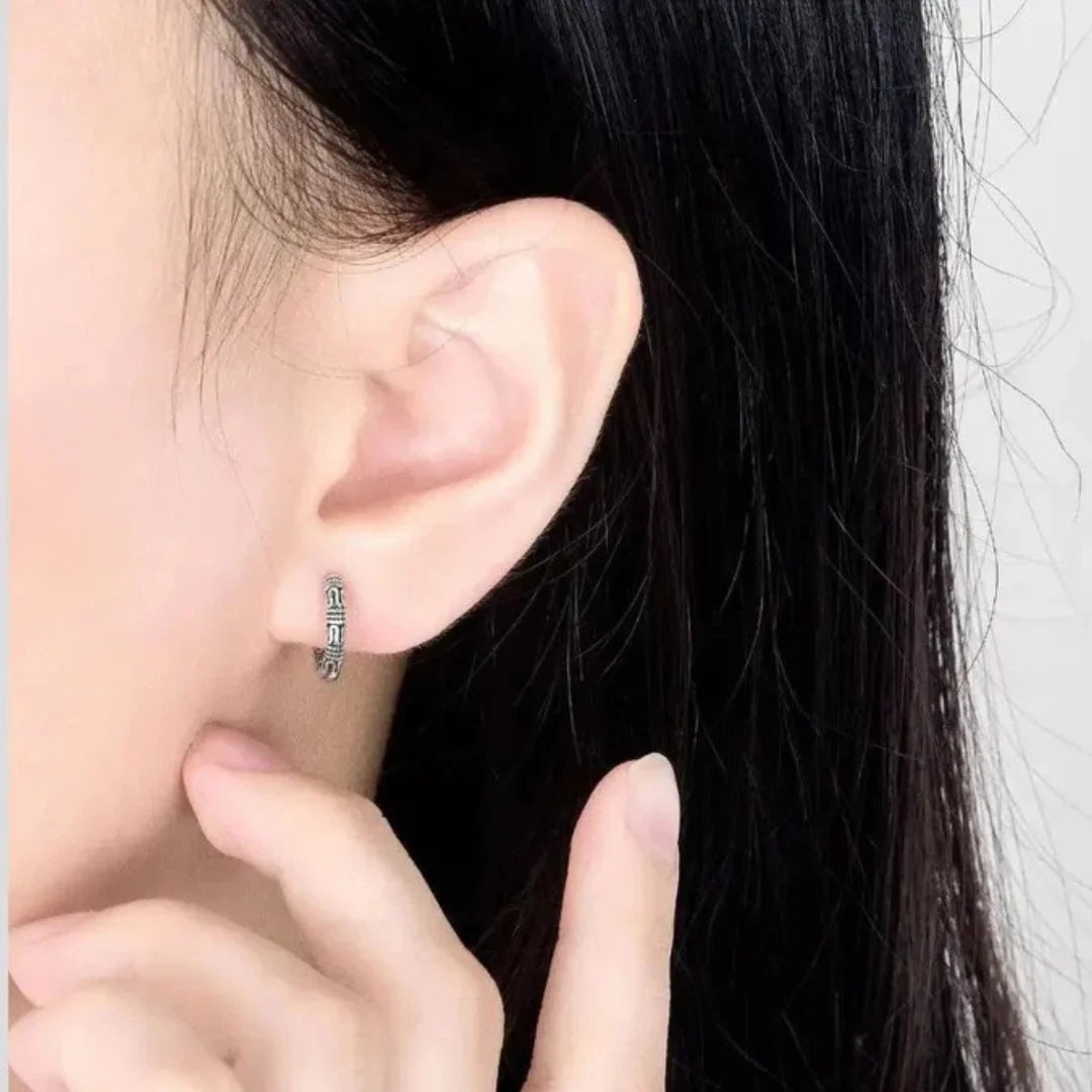 Women Men Silver Celtic Creoles Gothic Celtic Huggie Hoop Earrings