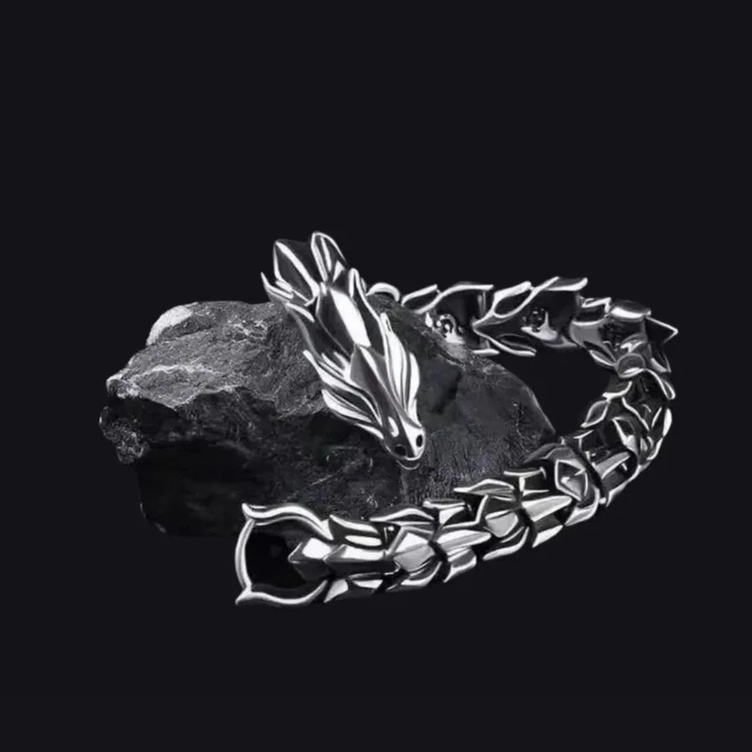 Men's Stainless Steel Dragon Head Viking Biker Heavy Clasp Cuff Bangle Bracelet