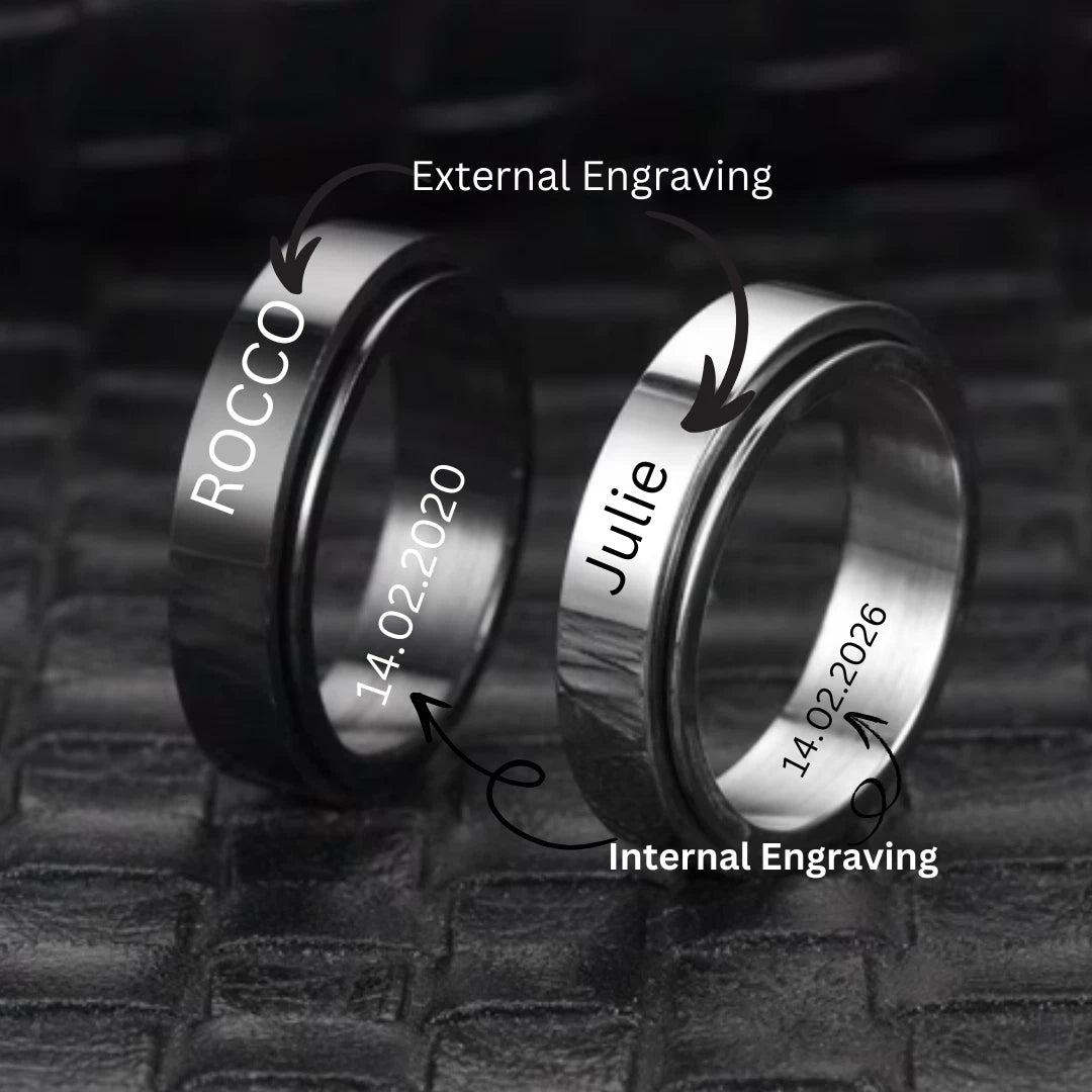 Anti-anxiety Spinner Fidget Rotating Rings Men Women Band Stainless Steel Rings
