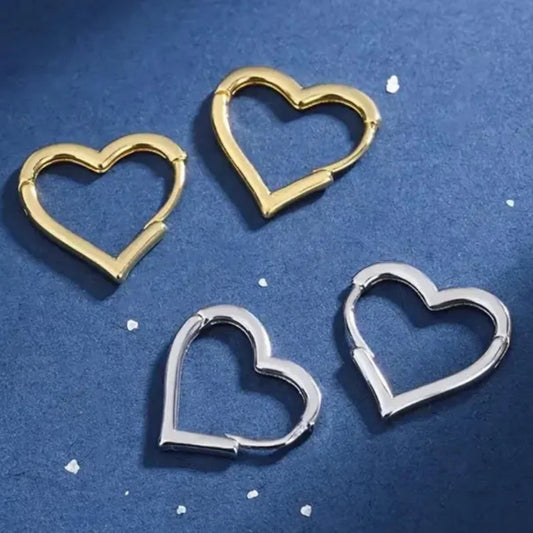 Heart Hoop Earrings Big Silver Gold Sterling Silver Women Jewellery UK