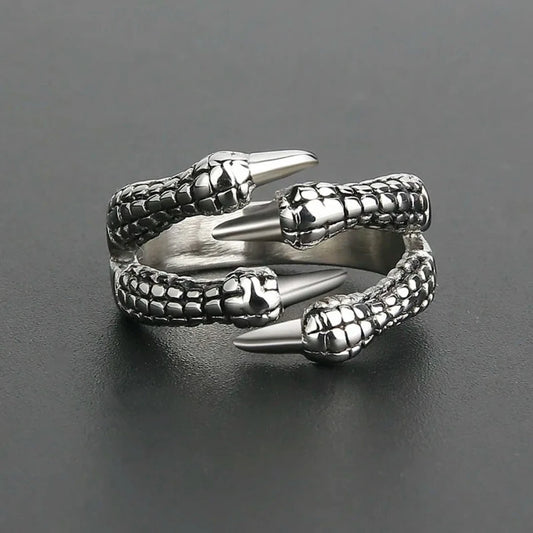 Adjustable Eagle Claw Ring, Hot Punk Silver, Vintage Gothic Biker Unisex Ring