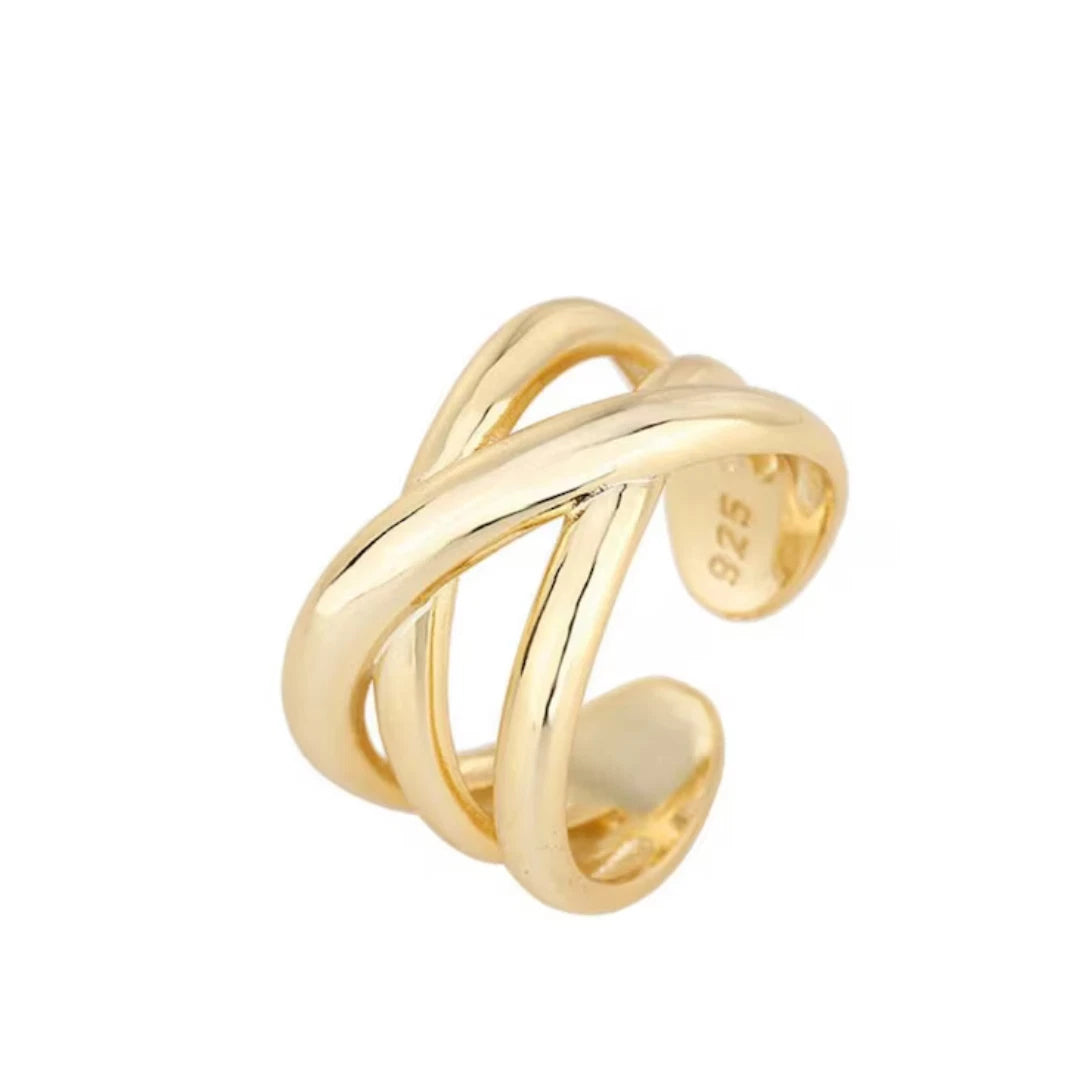 Silver Thick Abstract Matching Ring, Boho Chic Wrap Thumb Ring For Women